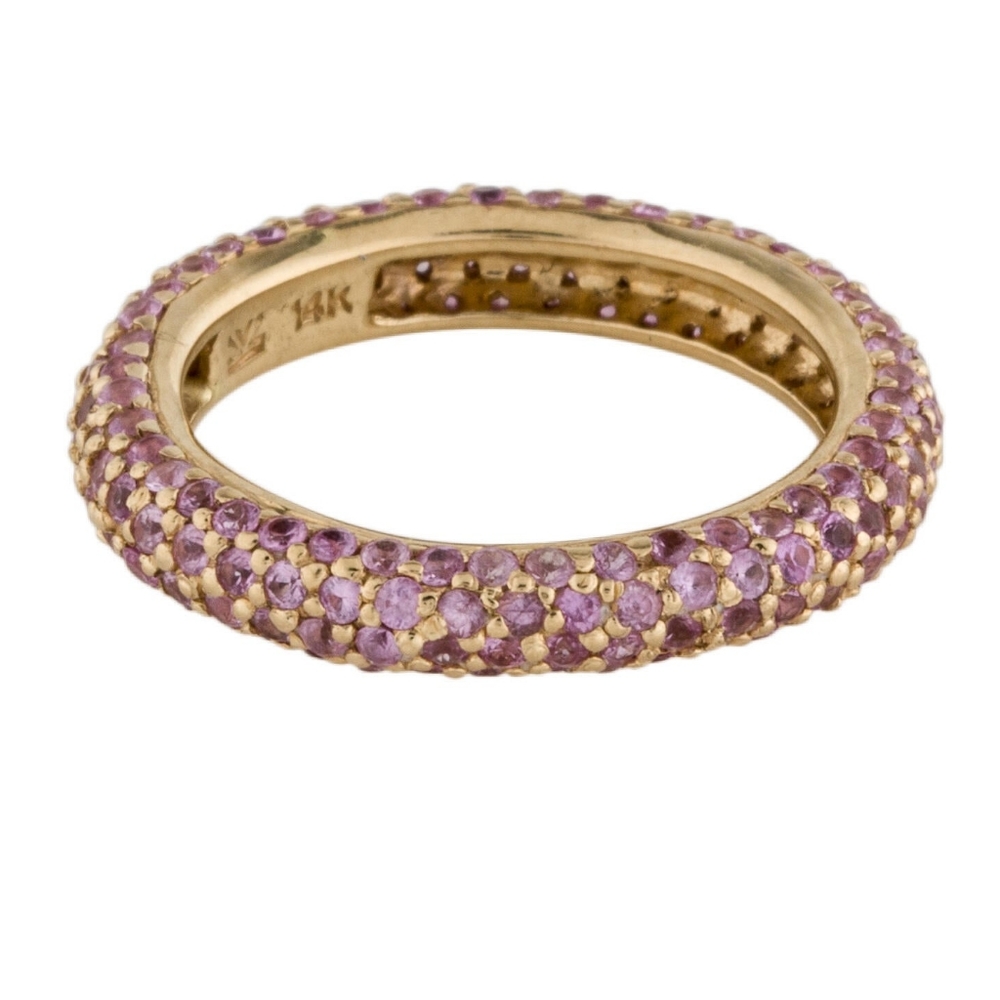 LeVian 14K Pink Sapphire Etternity Ring Size 5.75